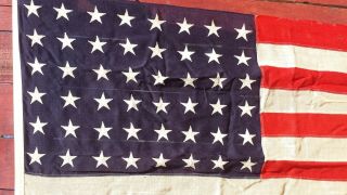48 Star 3x5 Vintage Linen American Flag Stitched white stars,  100 era 5