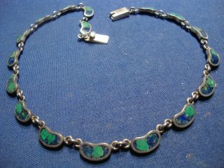 Ultra Rare Mexico Gem Stone 925 Sterling Silver Big Chunky Necklace