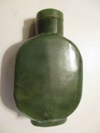 Antique / Vintage Asian Chinese Spinach Green Jade Snuff Bottle