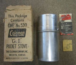 Vintage Coleman No.  530 G.  I.  Pocket Camp Stove A46 Date Code