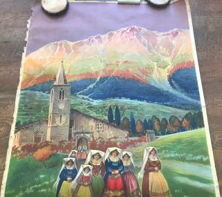 Vintage 1920 ' s 27x39 Travel Poster Itialian Italy ABRVZZO Alicandri Italia Roma 6