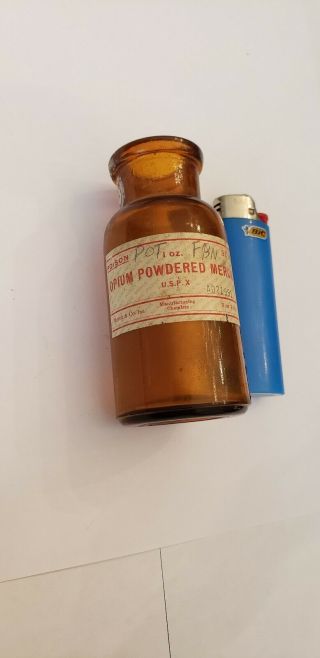 Vintage Narcotics Bottle - Opium Powdered Merk - 1oz - Merk & Co