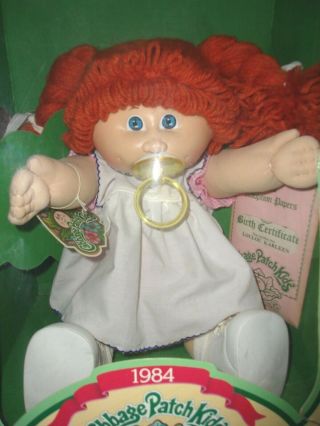 1984 Vintage Cabbage Patch Kids Red Hair Double Pig Tail,  Pacifier