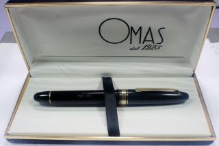 Rare Omas Extra Ogiva - Black - Gold Nib Size Ef - Piston Filler - 1990 C.