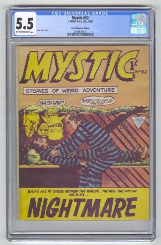 Mystic 52 Cgc 5.  5 Vintage L Miller & Co Comic Forte Cover Golden Age Horror 10c