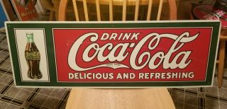 Vintage Drink Coca - Cola Delicious And Refreshing Metal Sign Soda Gas Station Oil