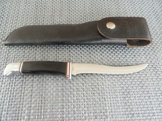 Vintage Buck Knife 121 Fisherman Early 1 Line Saw Tooth Scaler On Back Of Blade.