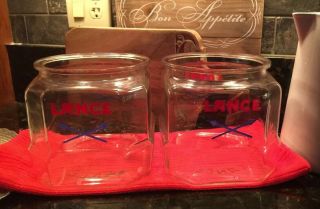 Vtg Lance Cracker Jar Glass Store Display Canister 8 X 7 X 6.  5 " No Lids