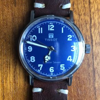 Vintage 1963 Tissot Seastar Seven Mechanical Watch - Blue Dial