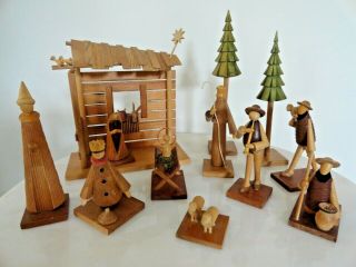 Vtg.  Nativity S.  Sitarski & J.  Fedorowicz Made In Poland Wood