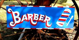 Vintage Old Antique Style Hand Painted Sign Barber Shop Pole Salon Hair Cuts