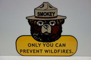 Smokey The Bear Steel Enamel Only You Can Prevent Wildfires Sign 12 " X 14 "