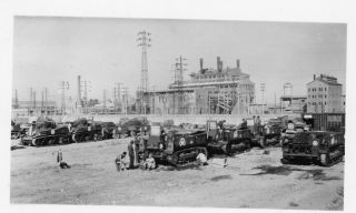 Org Wwii Photo: American M3 Stuart’s,  Armored Car,  And Tractors In Assembly Area