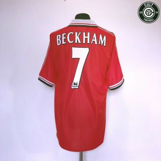 Beckham 7 Manchester United Vintage Umbro Football Shirt 1998/00 (xl) Treble