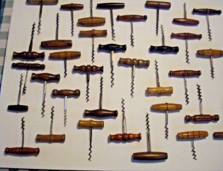 (34) Vintage/antique Wood Handle Corkscrews