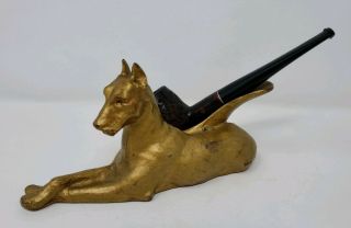 Vintage Great Dane Dog Figurine Pipe Holder Rest Stand Tobacco Metal Rare