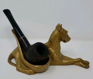 Vintage great dane Dog Figurine Pipe Holder Rest Stand Tobacco Metal rare 4