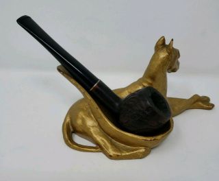 Vintage great dane Dog Figurine Pipe Holder Rest Stand Tobacco Metal rare 5