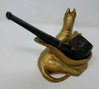 Vintage great dane Dog Figurine Pipe Holder Rest Stand Tobacco Metal rare 6