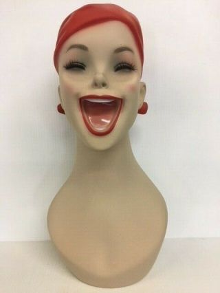 Female Fiberglass Mannequin Head Bust Vintage Style Wig Hat Jewelry Display