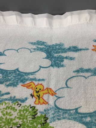 RARE VINTAGE 1970s SESAME STREET BIG BIRD COTTON THERMAL BABY CRIB BLANKET LOVEY 2