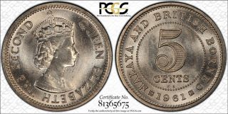 1961 - Kn Malaya & British Borneo 5 Cent Pcgs Sp65 - Ex Rare Kings Norton Proof