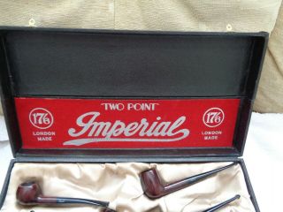 Vintage 7 Imperial Two Point Tobacco Smoking Pipes in shop advertising case 2