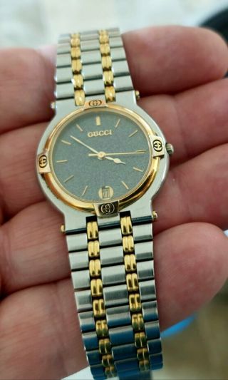 Authentic Men’s Vintage Gucci 9000m Stainless Steel Gold Plated Watch