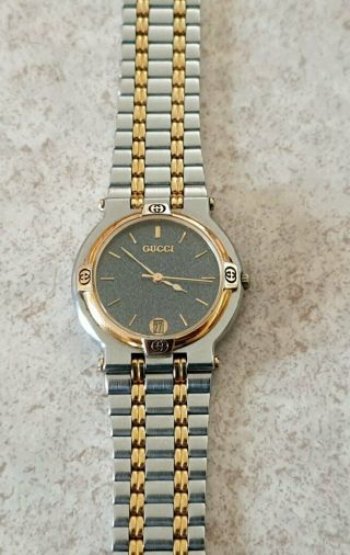 AUTHENTIC Men’s Vintage GUCCI 9000M Stainless Steel Gold Plated Watch 2