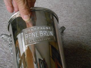 French Vintage chromed CHAMPAGNE ICE BUCKET Cooler : RENE BRUN 3
