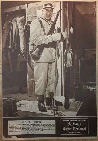 St.  Louis Globe - Democrat Sunday Pictorial / Mar 2,  1941 / U.  S.  Army Ski Trooper