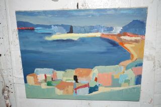 Vintage Painting Mid Century Abstract Modern Folk Art