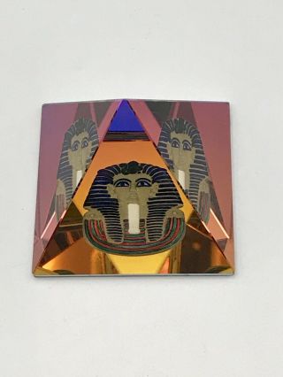 Vintage Hadrian Crystal Pyramid Prismatic Multi Color Paperweight Pharaoh Inside