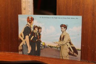Wwii Postcard 1943 Ramp Flight Line Craig Field Selma Ala Pilots Fighter Planes