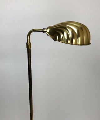 Vintage Solid Brass Clam Shell Floor Lamp Hollywood Regency Mid - Century 2
