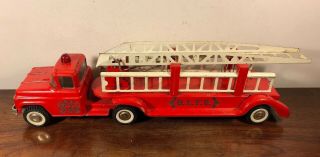 Vintage Buddy L Blfd No 3 Fire Engine Truck Pressed Steel Toy Aerial Ladder