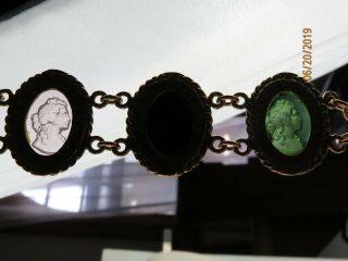 Rare Vintage Patrizia Daliana Italy Murano Glass Intaglio Cameo Bracelet 7