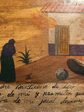 Vintage Mexican Folk Art Retablo Hand Painted Tins Religious Theme TWO Tins 5