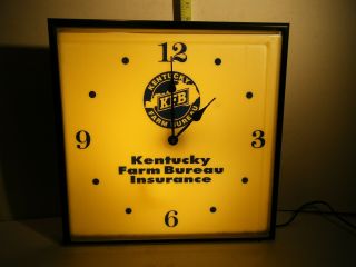 Vintage Kentucky Farm Bureau Insurance Electric Lighted Clock 15 " X 15 " X 4 "