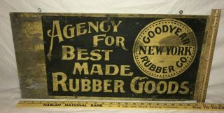 Antique Good Year Rubber Gas Oil Auto Wood Flange Sign Vintage Service Station