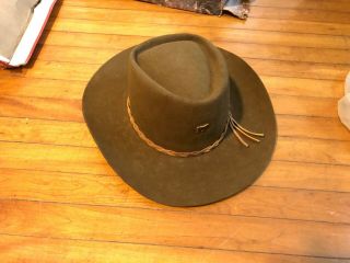 Vintage John B Stetson Bever Brown Western Hat Size 7 1/4 Silver Jbs Pin Cowboy