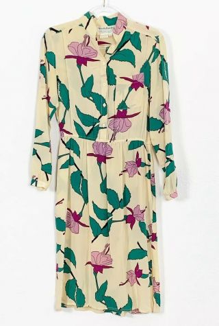 Vintage Diane Von Furstenberg 100 Silk Floral Prairie Maxi Dress