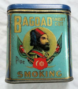 Bagdad Short Cut Pipe Tobacco Tin Vest Pocket Old Vtg Antique
