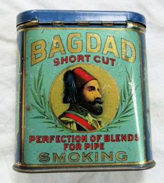 Bagdad Short Cut Pipe Tobacco Tin Vest Pocket Old Vtg Antique 2