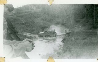 Org Wwii Photo: Us Army Halftrack Crossing River With Artillery Eto