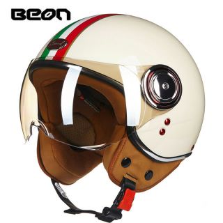 Beon B - 110b Motorcycle 3/4 Half Face Helmet Scooter Vintage Retro E - Bike Helmets