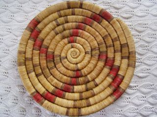 Vintage Hopi Second Mesa Coiled Plaque Basket 10.  5 "
