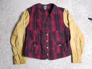 Vintage Woolrich Hunting Railroad Vest Jacket Buckle Back Size 42