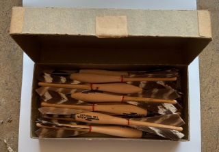 Vintage Darts Official No.  1 Apex Darts Set Of 12 Turkey Feather Dark