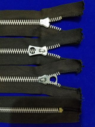 4 - Zippers/blk? Cotton/nos/vtg " Conmar Bell Tab " 7 " Metal Aluminum 5